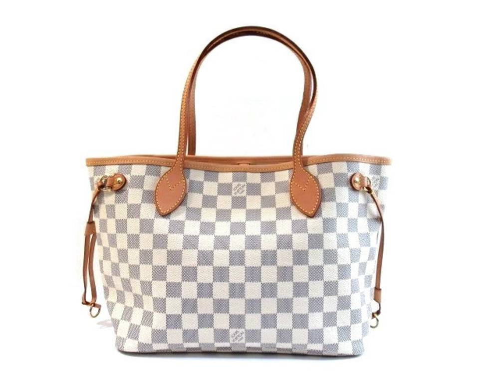 LOUIS VUITTON Neverfull Tote Bag Damier Azur White